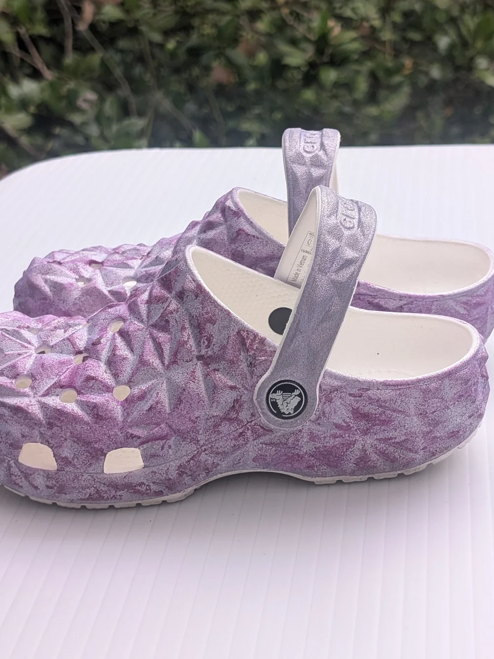 CROCS Kids Glitter Purple Textured Clog Sandals - Picture 2 of 10